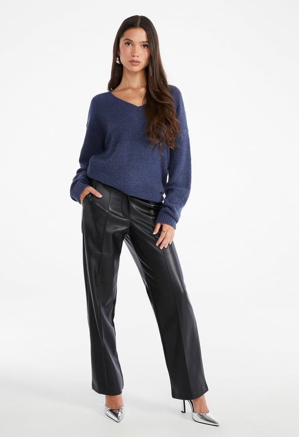 Oversized V-Neck Sweater Ombre Blue