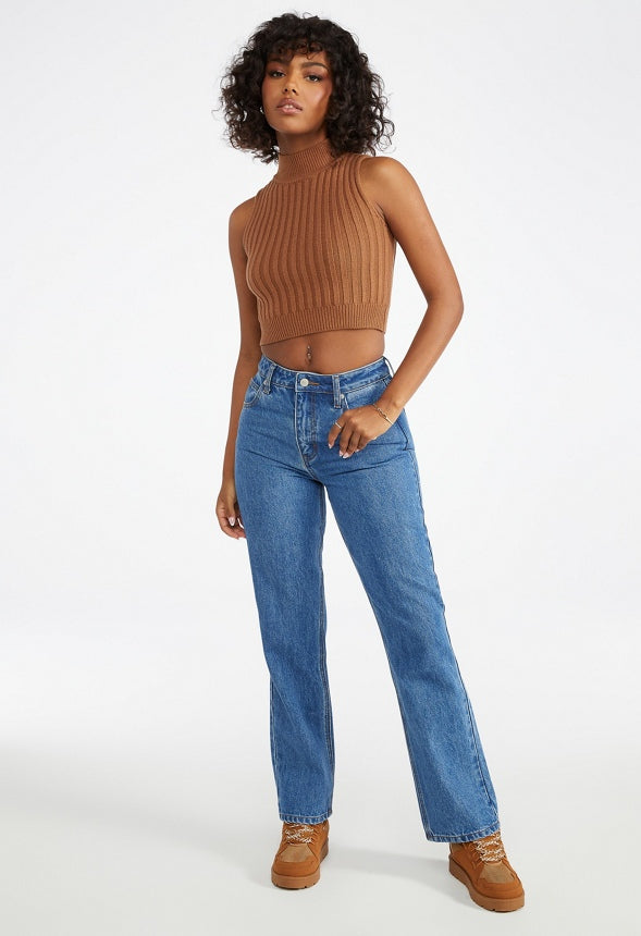 Cropped Sweater Tank Caramel Cafe