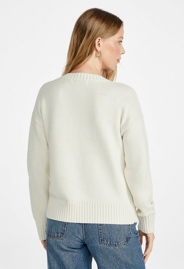 Lace Up Sweater Marshmallow White