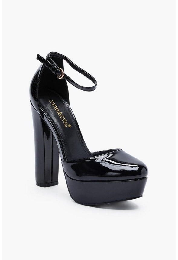 SABRINA ANKLE STRAP PUMP Black Caviar