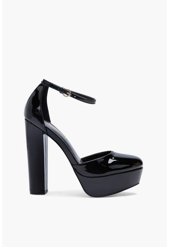 SABRINA ANKLE STRAP PUMP Black Caviar