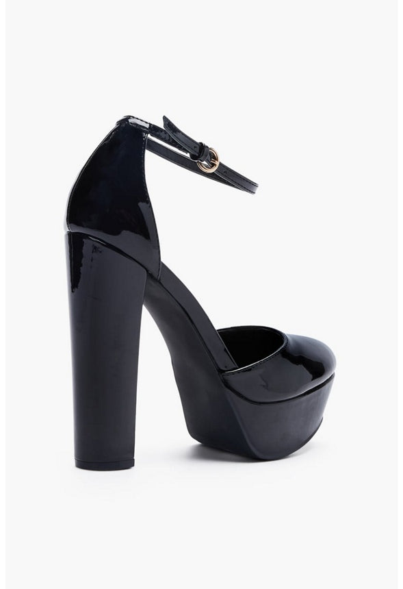 SABRINA ANKLE STRAP PUMP Black Caviar