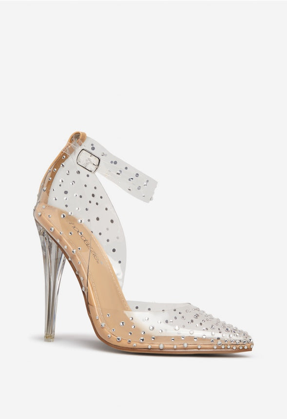 MIKA TRANSPARENT EMBELLISHED PUMP Clear