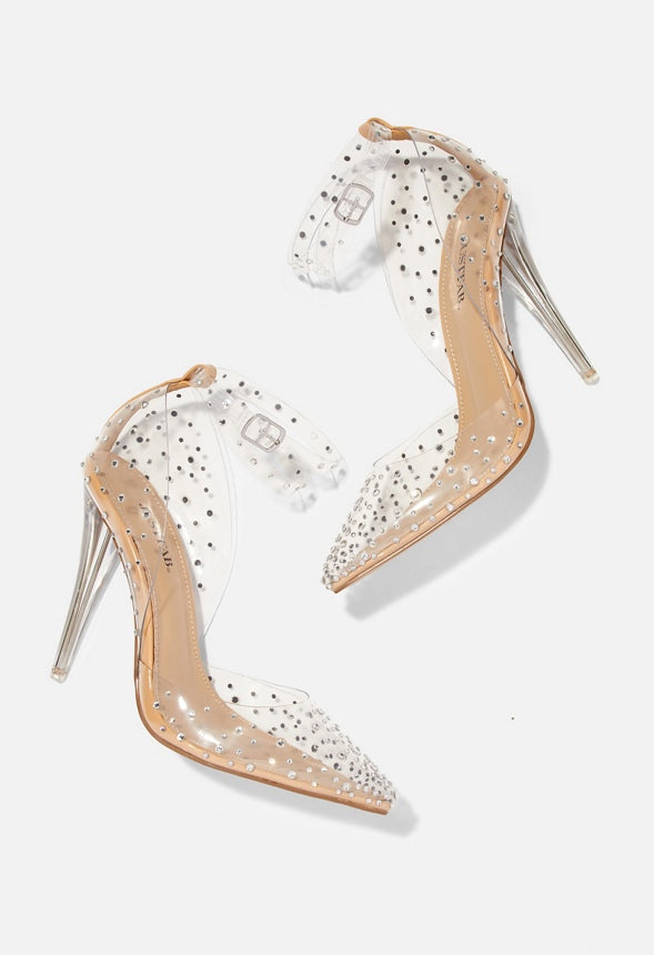 MIKA TRANSPARENT EMBELLISHED PUMP Clear