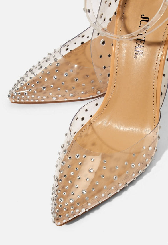 MIKA TRANSPARENT EMBELLISHED PUMP Clear