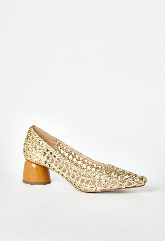 Allura Woven Pump Gold