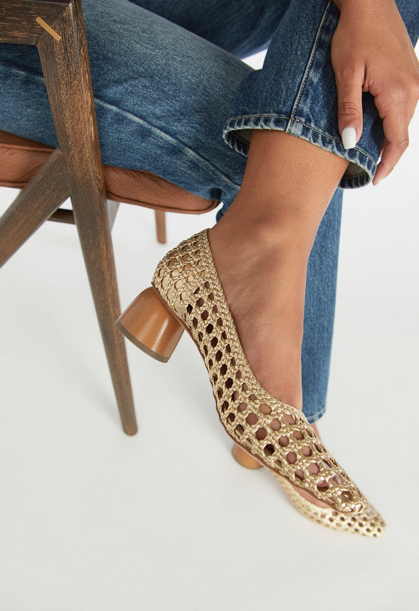 Allura Woven Pump Gold