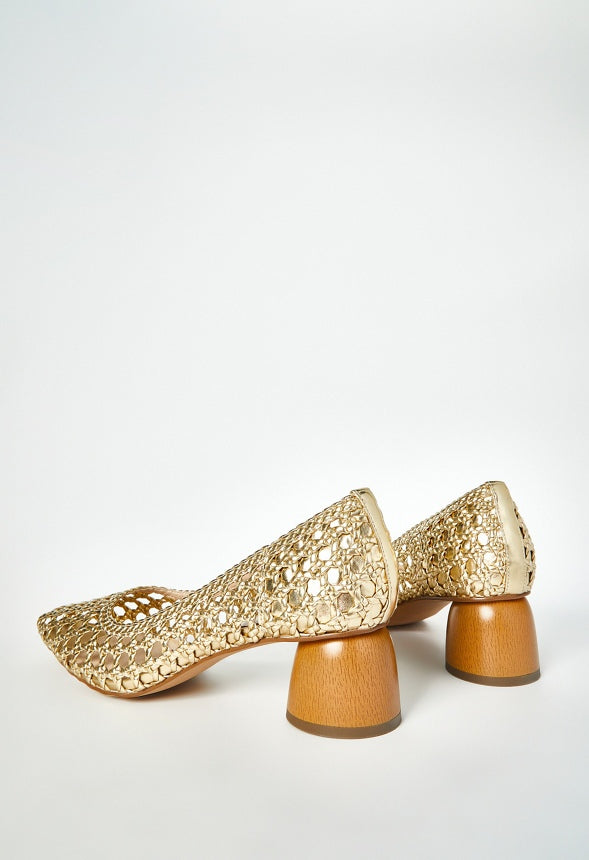 Allura Woven Pump Gold