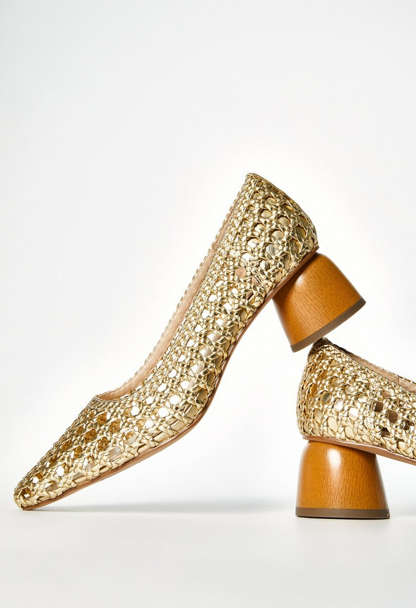 Allura Woven Pump Gold