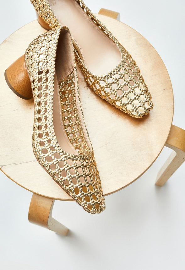 Allura Woven Pump Gold