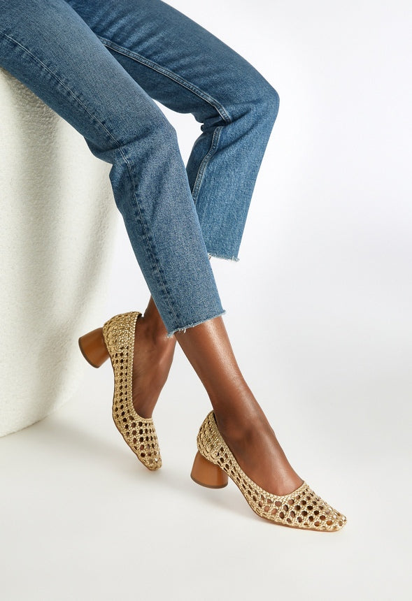 Allura Woven Pump Gold
