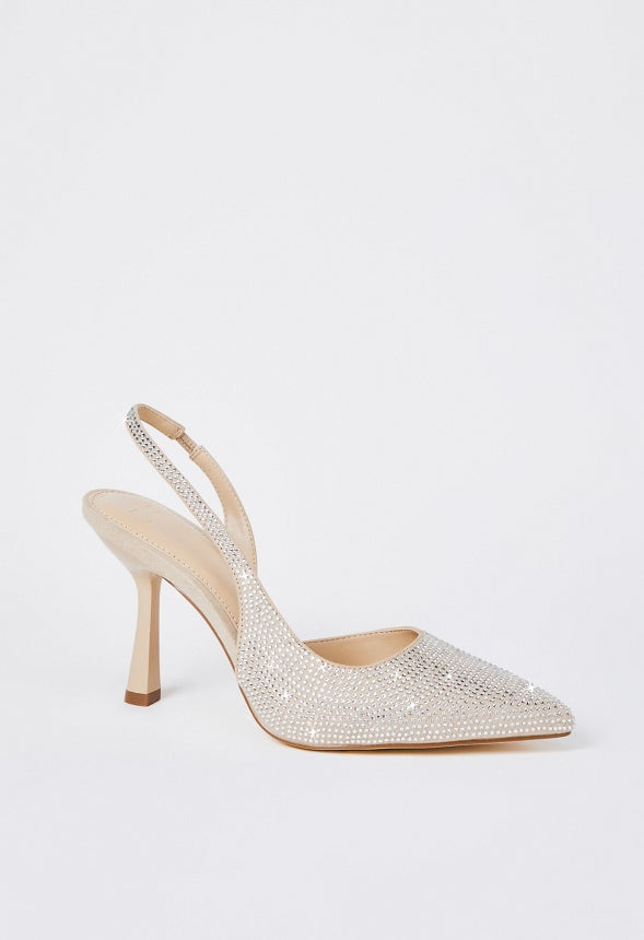 Brit Sling-Back Flared Pump Clear/Semolina