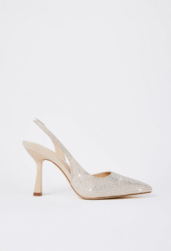 Brit Sling-Back Flared Pump Clear/Semolina