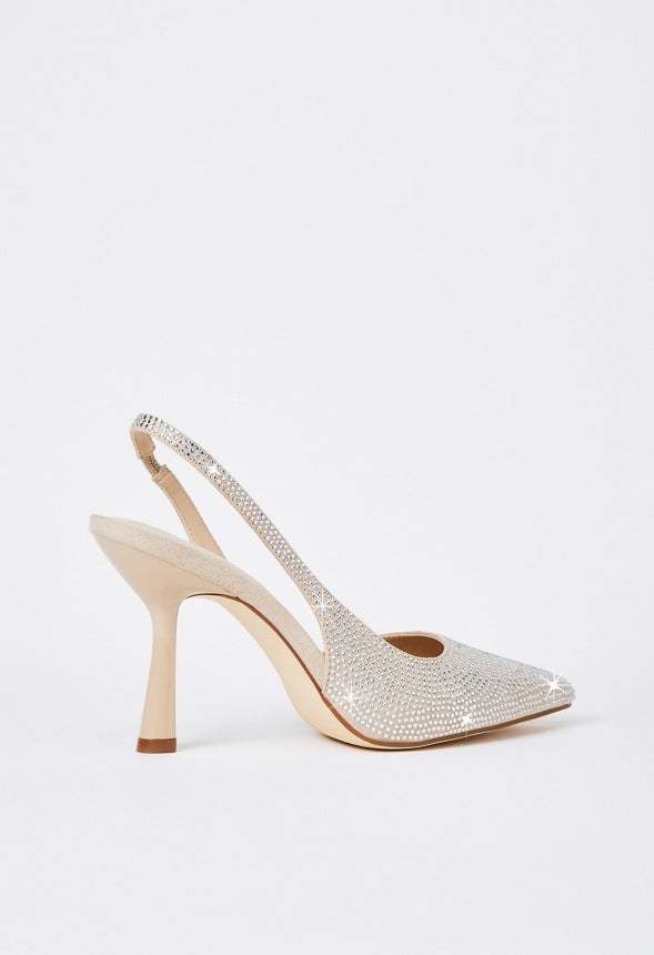Brit Sling-Back Flared Pump Clear/Semolina