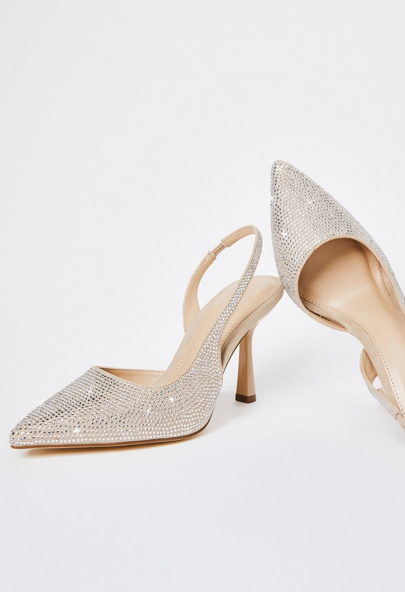 Brit Sling-Back Flared Pump Clear/Semolina