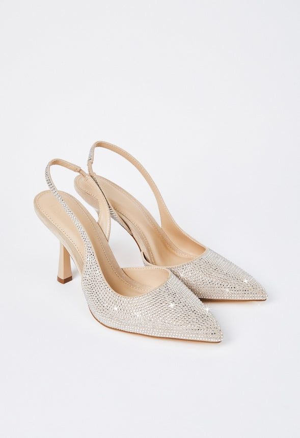 Brit Sling-Back Flared Pump Clear/Semolina