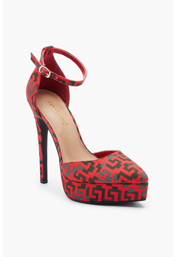 RISH ANKLE STRAP PUMP Red Logo Camo