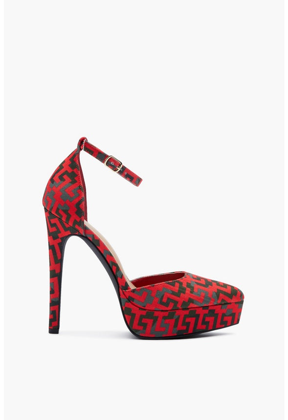 RISH ANKLE STRAP PUMP Red Logo Camo