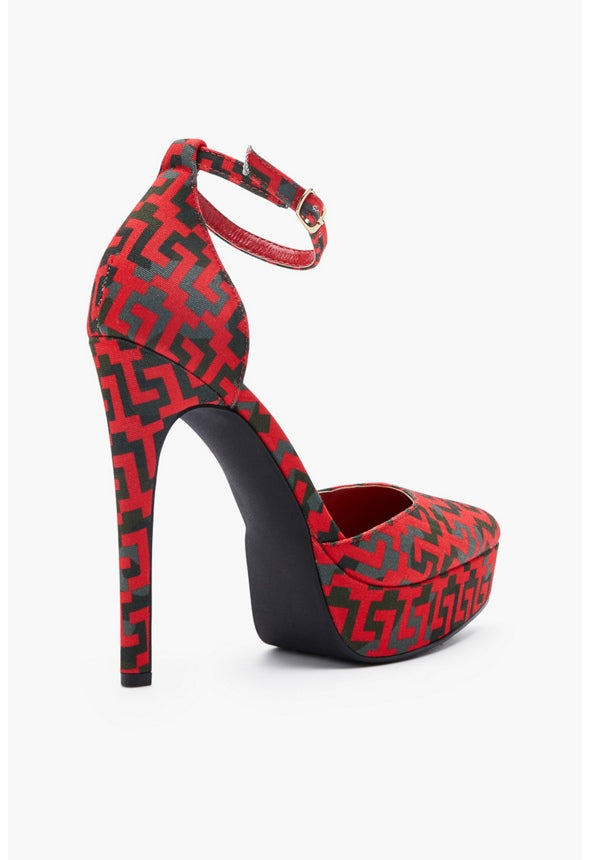 RISH ANKLE STRAP PUMP Red Logo Camo
