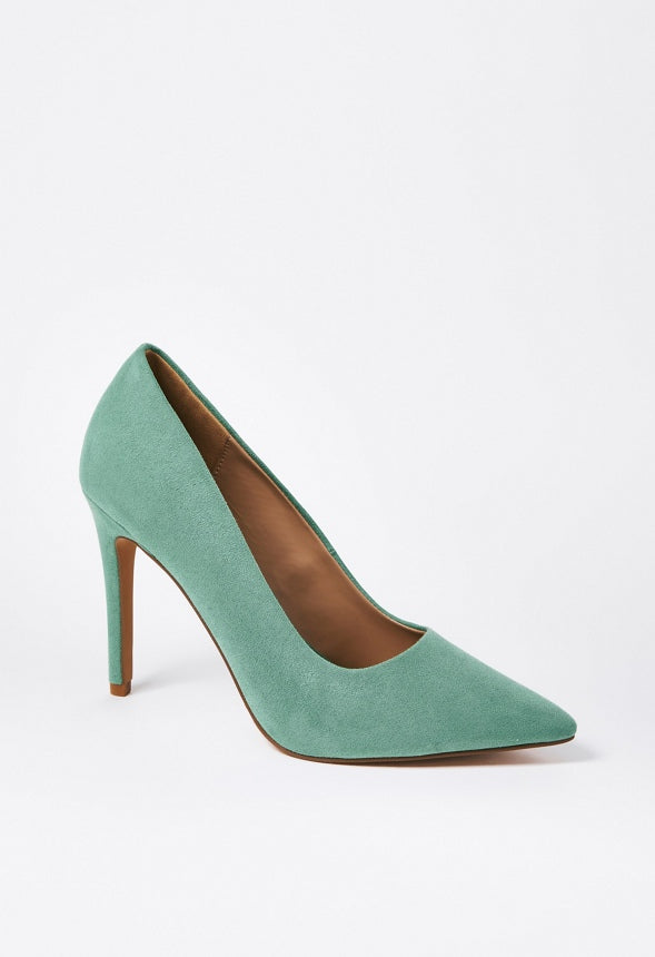 Gisselle Pointed Toe Pump Stone Green
