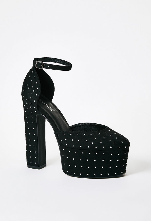 Elena Platform Pump Black/Gunmetal Pin Studs