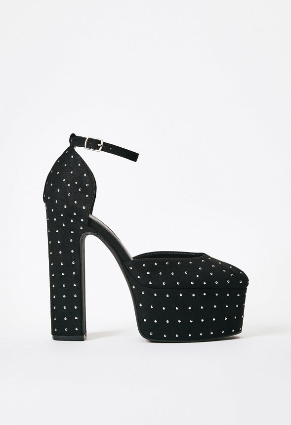 Elena Platform Pump Black/Gunmetal Pin Studs
