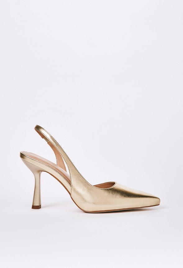 Brit Sling-Back Flared Pump Gold