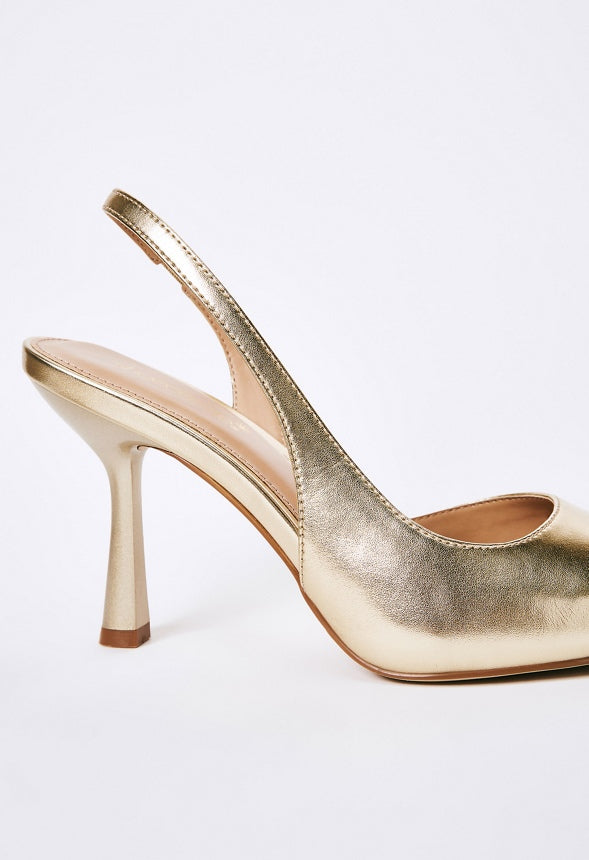 Brit Sling-Back Flared Pump Gold