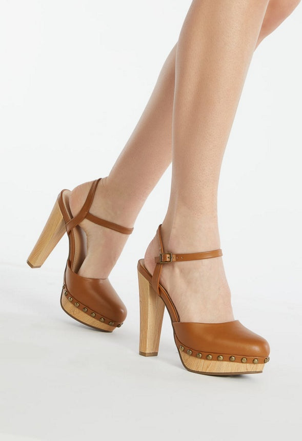 MAYA ANKLE STRAP PLATFORM PUMP Camel