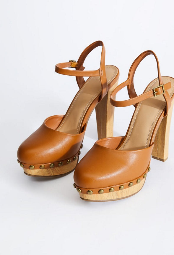 MAYA ANKLE STRAP PLATFORM PUMP Camel