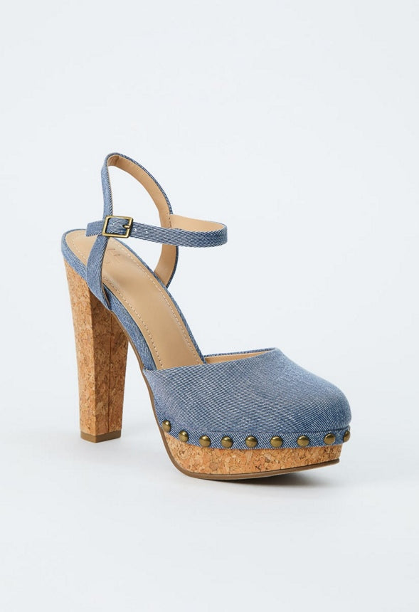 MAYA ANKLE STRAP PLATFORM PUMP Chambray