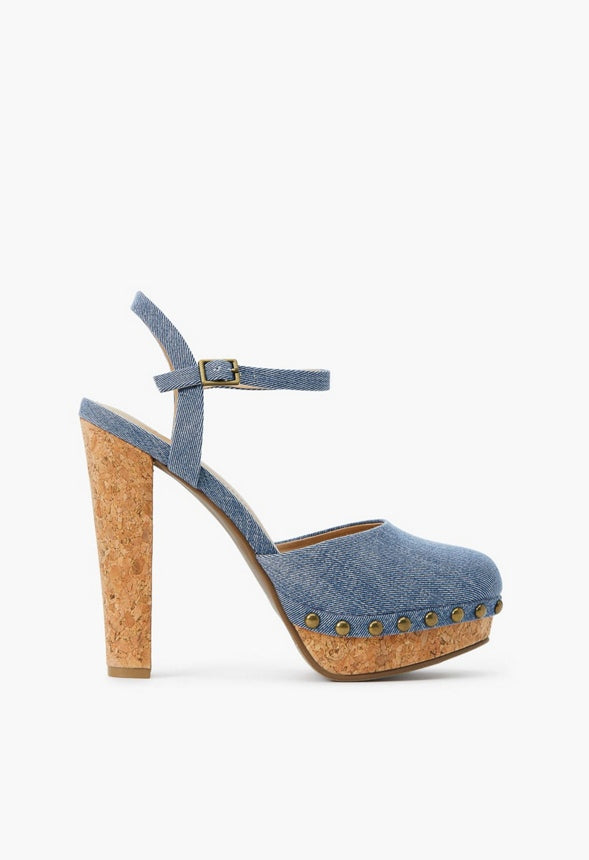 MAYA ANKLE STRAP PLATFORM PUMP Chambray