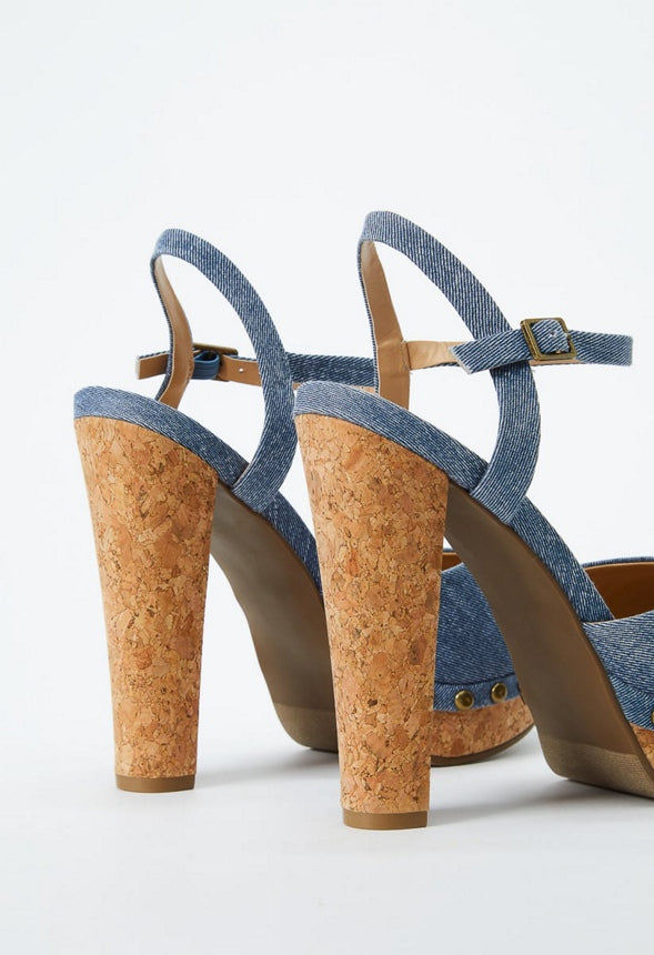 MAYA ANKLE STRAP PLATFORM PUMP Chambray