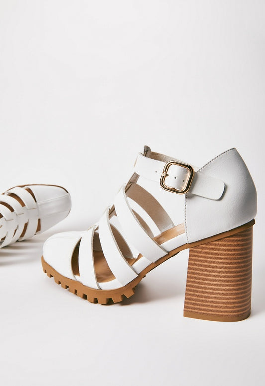 Hazel Block Heeled Pump Bright White