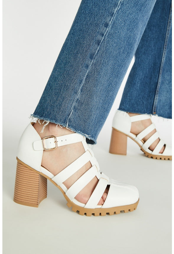 Hazel Block Heeled Pump Bright White