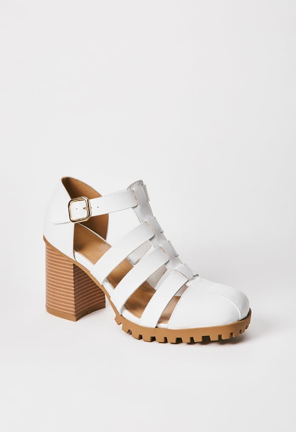 Hazel Block Heeled Pump Bright White
