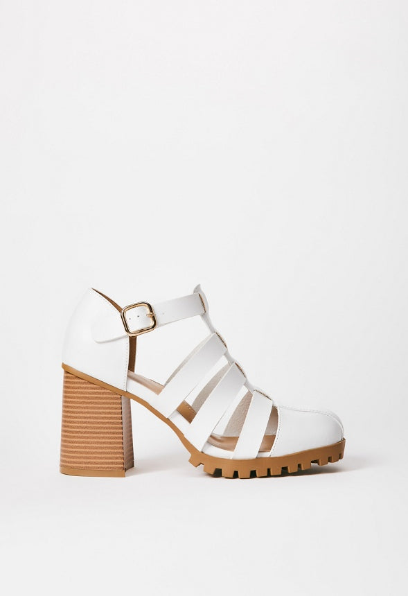 Hazel Block Heeled Pump Bright White