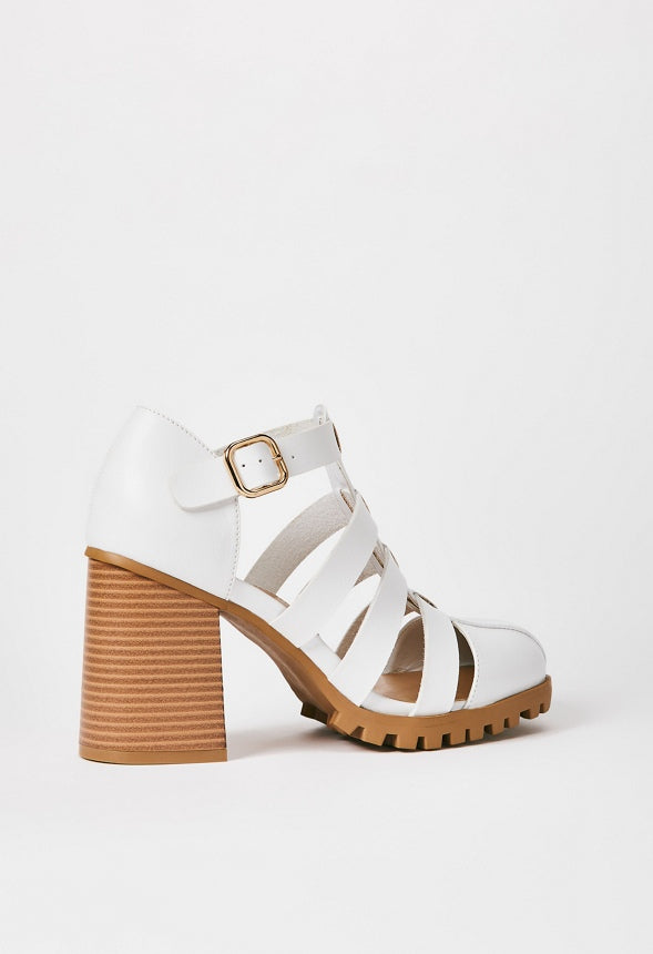 Hazel Block Heeled Pump Bright White
