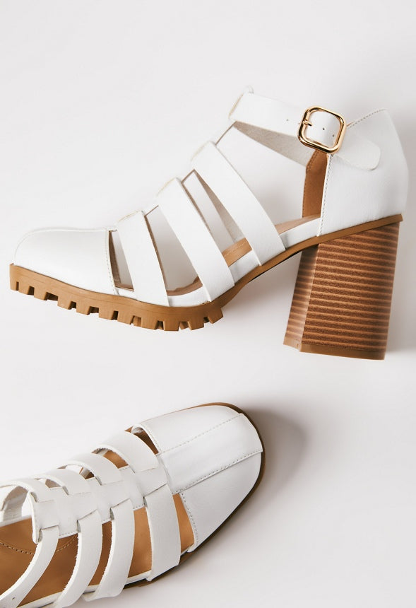 Hazel Block Heeled Pump Bright White
