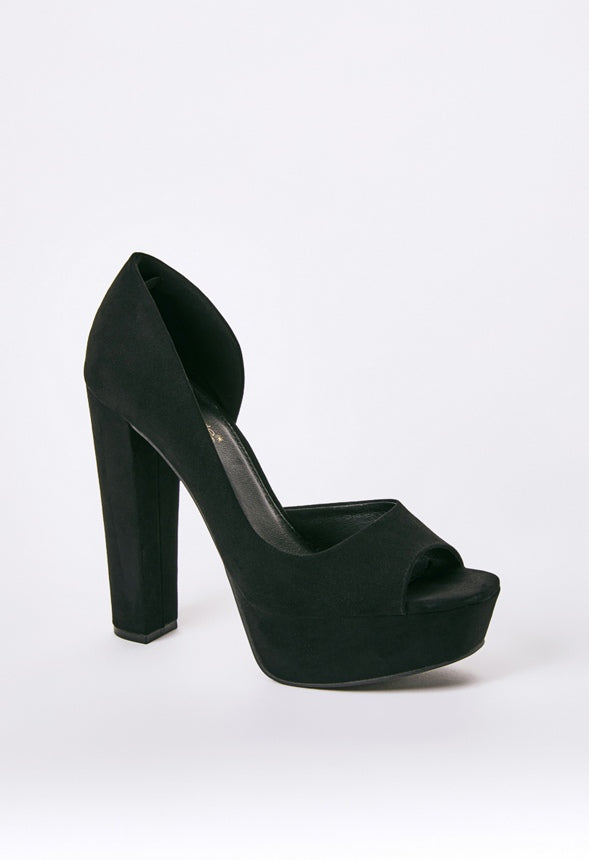CHARLI PLATFORM PEEP TOE PUMP Black