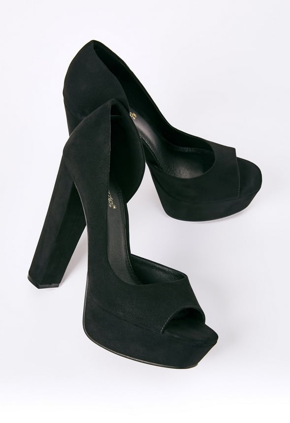 CHARLI PLATFORM PEEP TOE PUMP Black