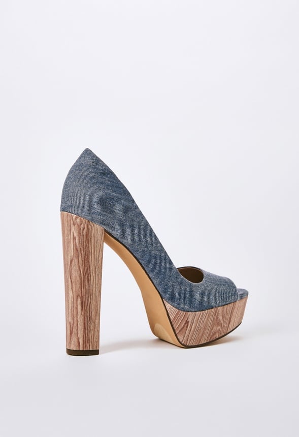 CHARLI PLATFORM PEEP TOE PUMP Chambray