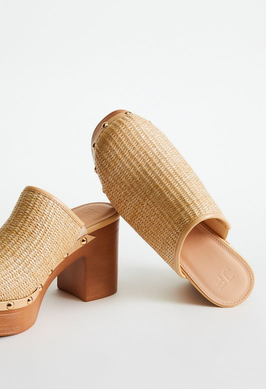 Penelope Block Heeled Mule Natural
