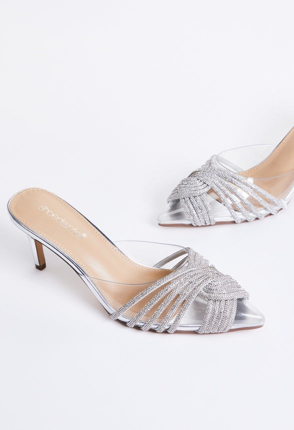 Kiana Pointed Toe Pump Clear/Silver