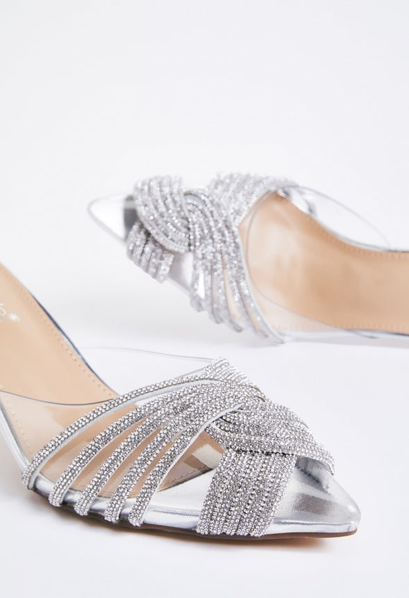 Kiana Pointed Toe Pump Clear/Silver
