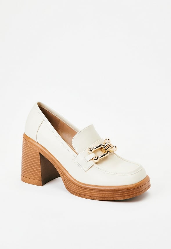 Daria Block Heeled Loafer Pump Birch