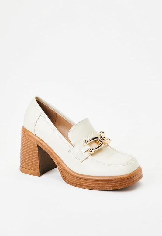 Daria Block Heeled Loafer Pump Birch