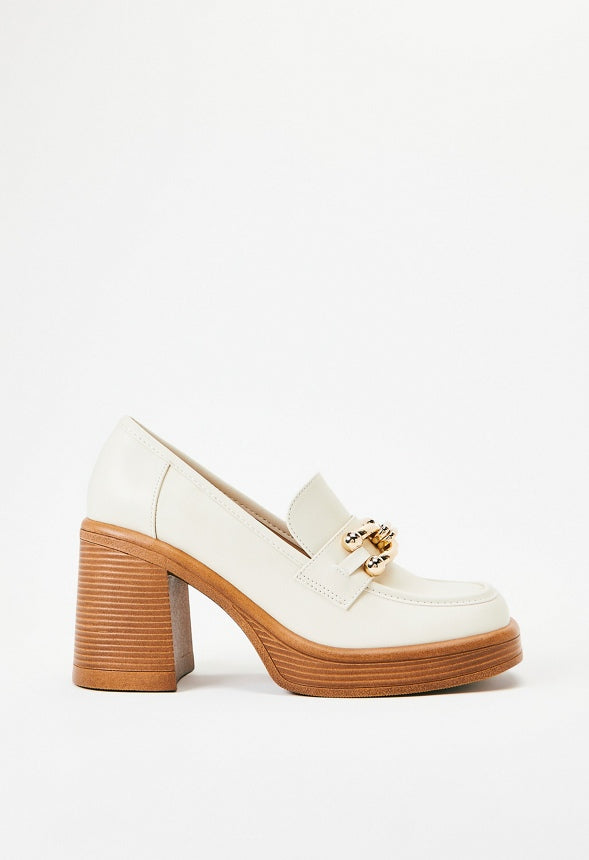 Daria Block Heeled Loafer Pump Birch