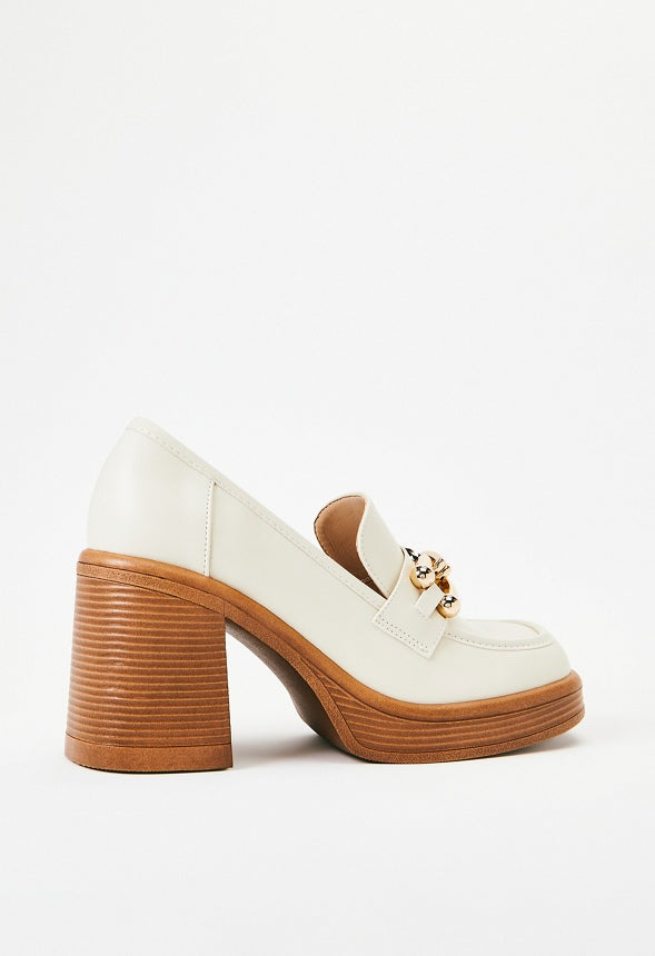 Daria Block Heeled Loafer Pump Birch