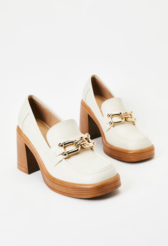 Daria Block Heeled Loafer Pump Birch
